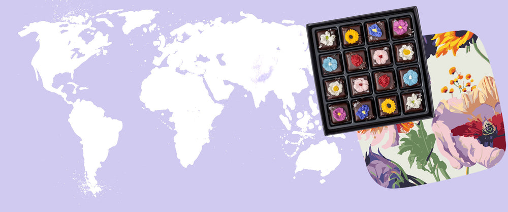 Salts of the World, chocolate flavors of the world, chocolate flowers, chocolate gifts