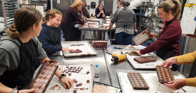Chocolate being created in cooking class